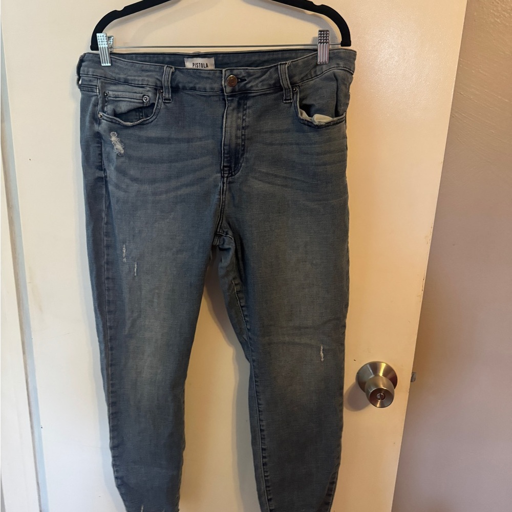 Pistola Women's Distressed Blue Skinny Jeans